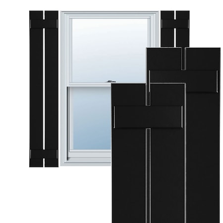 True Fit PVC Two Board Spaced Board-n-Batten Shutters, Black, 11 1/4W X 74H